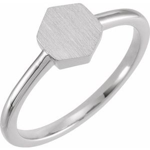 14K White  9.5x8 mm Geometric Signet Ring - Siddiqui Jewelers