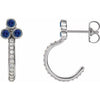 14K White Chatham® Lab-Created Blue Sapphire & 1/4 CTW Diamond J-Hoop Earrings - Siddiqui Jewelers