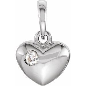 14K White .03 CT Diamond 13.55x8.35 mm Heart Pendant - Siddiqui Jewelers