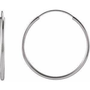 14K White Flexible Endless Tube 20 mm Hoop Earrings Siddiqui Jewelers