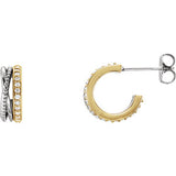 14K Yellow & White 1/5 CTW Beaded Hoop Earrings - Siddiqui Jewelers