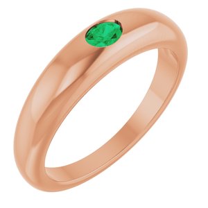 14K Rose Natural Emerald Petite Dome Ring Siddiqui Jewelers