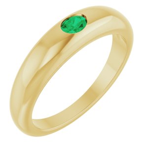 14K Yellow Natural Emerald Dome Ring Siddiqui Jewelers