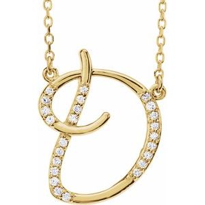 14K Yellow 1/10 CTW Diamond Initial D 16" Necklace - Siddiqui Jewelers