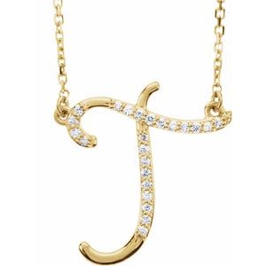 14K Yellow 1/10 CTW Diamond Initial T 16" Necklace - Siddiqui Jewelers