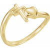 14K Yellow Cross & Heart Chastity Ring - Siddiqui Jewelers