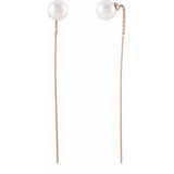 14K Rose Freshwater Cultured Pearl Threader Earrings-Siddiqui Jewelers