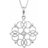 Sterling Silver 27x18.75 mm Floral-Inspired 18" Necklace - Siddiqui Jewelers