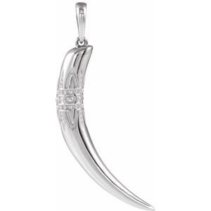 14K White 26.2x13.4 mm Tusk Pendant - Siddiqui Jewelers