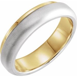 14K Yellow/White 6 mm Edged Band with Brushed Finished Size 11 - Siddiqui Jewelers