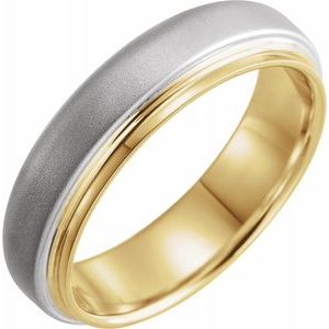 14K Yellow & White 6 mm Edged Band with Brushed Finished Size 8.5 - Siddiqui Jewelers