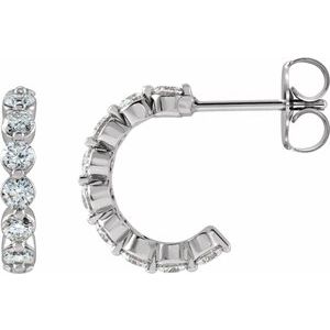 14K White 3/4 CTW Natural Diamond 12.7 mm Hoop Earrings Siddiqui Jewelers