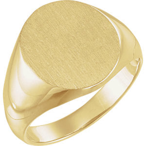 18K Yellow 14x12 mm Oval Signet Ring - Siddiqui Jewelers
