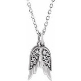 Sterling Silver .03 CTW Diamond Angel Wings 16-18" Necklace-Siddiqui Jewelers