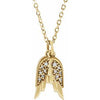 14K Yellow .03 CTW Diamond Angel Wings 16-18" Necklace-Siddiqui Jewelers