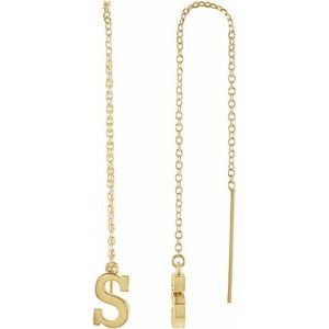 14K Yellow Single Initial S Chain Earring - Siddiqui Jewelers