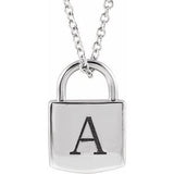Sterling Silver 12.02x8 mm Engravable Lock 16-18" Necklace
-Siddiqui Jewelers