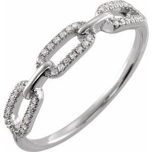 14K White 1/6 CTW Diamond Chain Link Ring-Siddiqui Jewelers