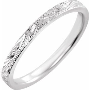 14K White 2 mm Design-Engraved Band Size 5 - Siddiqui Jewelers