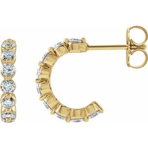 14K Yellow 3/4 CTW Natural Diamond 12.7 mm Hoop Earrings Siddiqui Jewelers