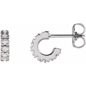 14K White 1/4 CTW Lab-Grown Diamond French-Set Huggie Hoop Earrings Siddiqui Jewelers