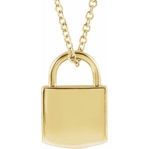 14K Yellow 12.02x8 mm Engravable Lock 16-18" Necklace
-Siddiqui Jewelers
