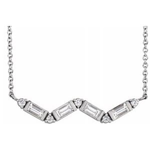 14K White 1/3 CTW Diamond Bar 18" Necklace - Siddiqui Jewelers