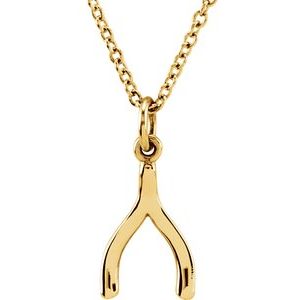 14K Yellow Tiny Posh® Wishbone 16-18" Necklace - Siddiqui Jewelers