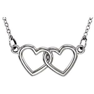 Sterling Silver Tiny Posh® Double Heart 16-18" Necklace - Siddiqui Jewelers