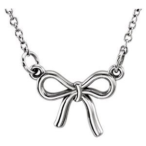 Sterling Silver Tiny Posh® Knotted Bow 16-18" Necklace - Siddiqui Jewelers