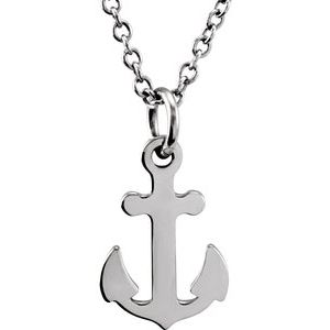 Sterling Silver Tiny Posh® Petite Anchor 16-18" Necklace - Siddiqui Jewelers