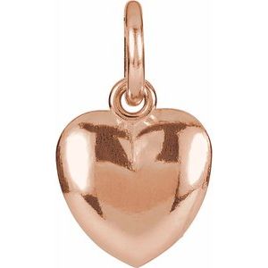 14K Rose 15.5x8.9 mm Puffed Heart Charm with Jump Ring - Siddiqui Jewelers