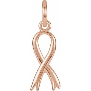 14K Rose Breast Cancer Awareness Ribbon Charm with Jump Ring - Siddiqui Jewelers