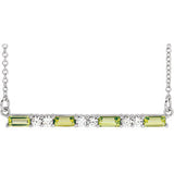 14K White Peridot & 1/5 CTW Diamond Bar 16-18" Necklace - Siddiqui Jewelers