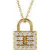 14K Yellow 1/2 CTW Natural Diamond Lock 16-18" Necklace-Siddiqui Jewelers
