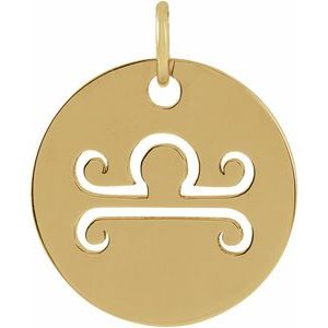 14K Yellow 16.5 mm Libra Zodiac Disc Pendant Siddiqui Jewelers