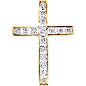 14K Yellow 1/3 CTW Diamond 20.4x14.9 mm Cross Pendant - Siddiqui Jewelers