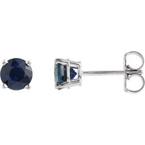 14K White 5 mm Lab-Grown Blue Sapphire Stud Earrings Siddiqui Jewelers