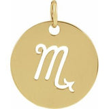 14K Yellow 16.5 mm Scorpio Zodiac Disc Pendant Siddiqui Jewelers