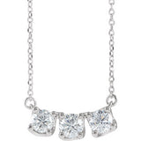 14K White 1 CTW Diamond Three-Stone Curved Bar 16" Necklace - Siddiqui Jewelers