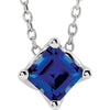 14K White Chatham® Created Blue Sapphire Solitaire 16-18" Necklace - Siddiqui Jewelers