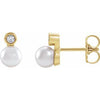 14K Yellow Akoya Cultured Pearl & .06 CTW Diamond Bezel-Set Earrings-Siddiqui Jewelers