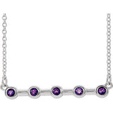 14K White Amethyst Bezel-Set Bar 18" Necklace - Siddiqui Jewelers