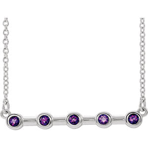 14K White Amethyst Bezel-Set Bar 18" Necklace - Siddiqui Jewelers