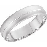 14K White 6 mm Grooved Band with Beadblast Finish  Size 12.5 - Siddiqui Jewelers