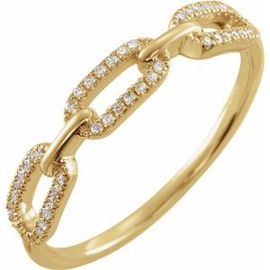 14K Yellow 1/6 CTW Diamond Chain Link Ring-Siddiqui Jewelers