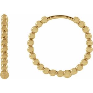 14K Yellow 15 mm Beaded Huggie Earrings-Siddiqui Jewelers