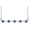 14K White Blue Sapphire Bezel-Set Bar 18" Necklace - Siddiqui Jewelers