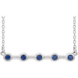 14K White Blue Sapphire Bezel-Set Bar 18" Necklace - Siddiqui Jewelers