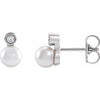 14K White Akoya Cultured Pearl & .06 CTW Diamond Bezel-Set Earrings-Siddiqui Jewelers